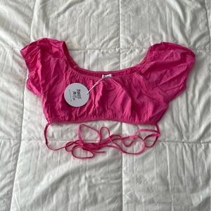 NWT Princess Polly Pink Off the Shoulder Tied Crop Top